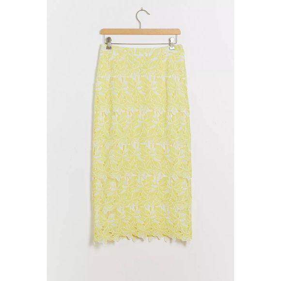 NWT Anthropologie Sunday In Brooklyn Buttercup Eyelet Midi Skirt Size XS. B-4 - Picture 2 of 6